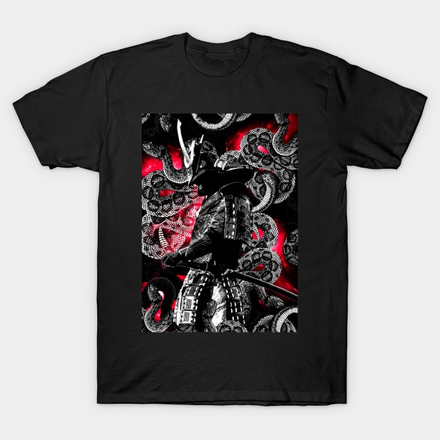 Samurai RED snakes T-Shirt by syanart